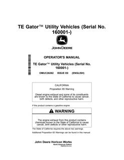TE Gator Utility Vehicles — actual manual cover