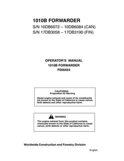 Timberjack 1010B Forwarder — actual manual cover
