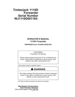 Timberjack 1110D Forwarder — actual manual cover
