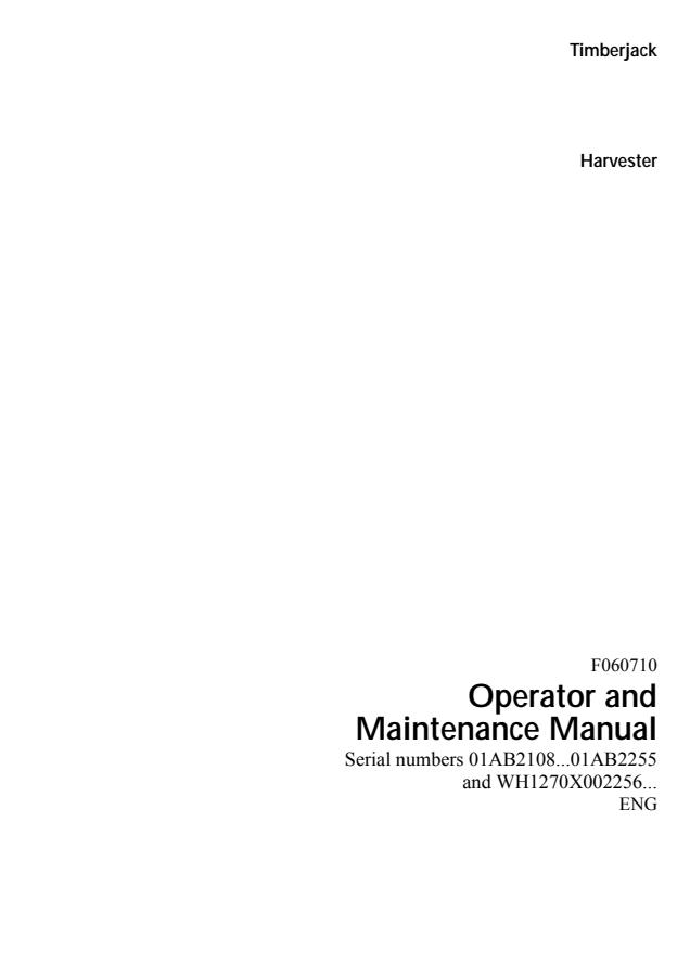 Timberjack 1270C Harvester — actual manual cover