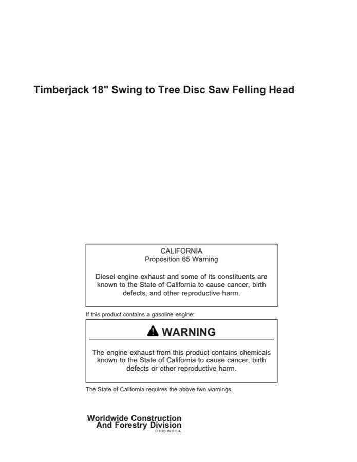 Timberjack 18-inch Swing-to-Tree Disc Saw Felling Head — actual manual cover