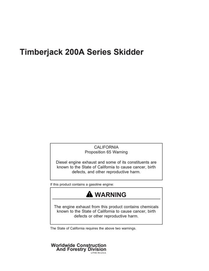Timberjack 200A Series Skidder — actual manual cover