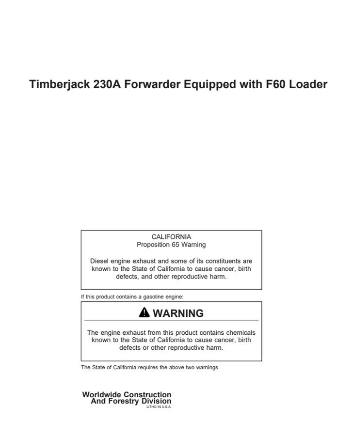 Timberjack 230A Forwarder Equipped with F60 Loader — actual manual cover