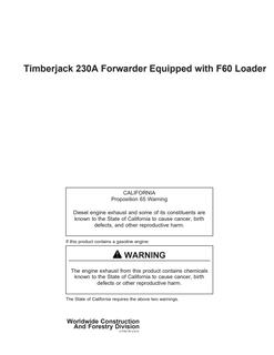 Timberjack 230A Forwarder Equipped with F60 Loader — actual manual cover