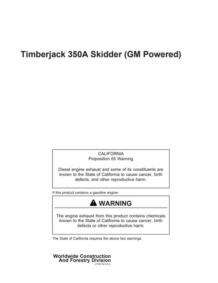 Timberjack 350A Skidder (GM Powered) — actual manual cover