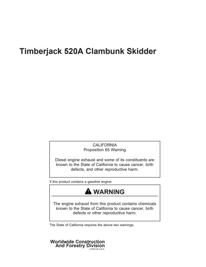 Timberjack 520A Clambunk Skidder — actual manual cover