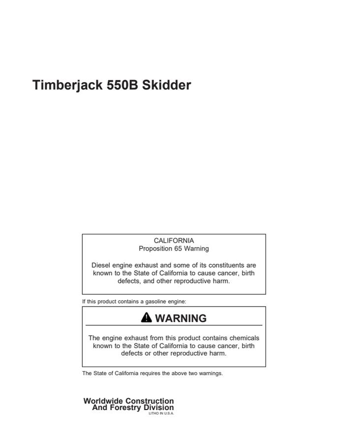 Timberjack 550B Skidder — actual manual cover