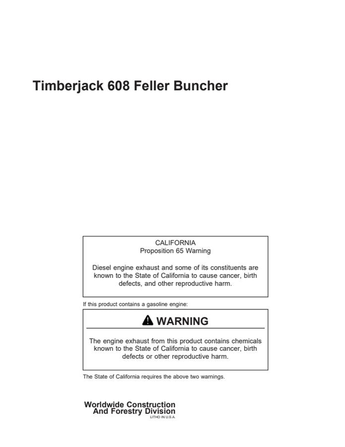 Timberjack 608 Feller Buncher — actual manual cover