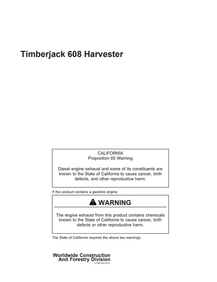 Timberjack 608 Harvester — actual manual cover