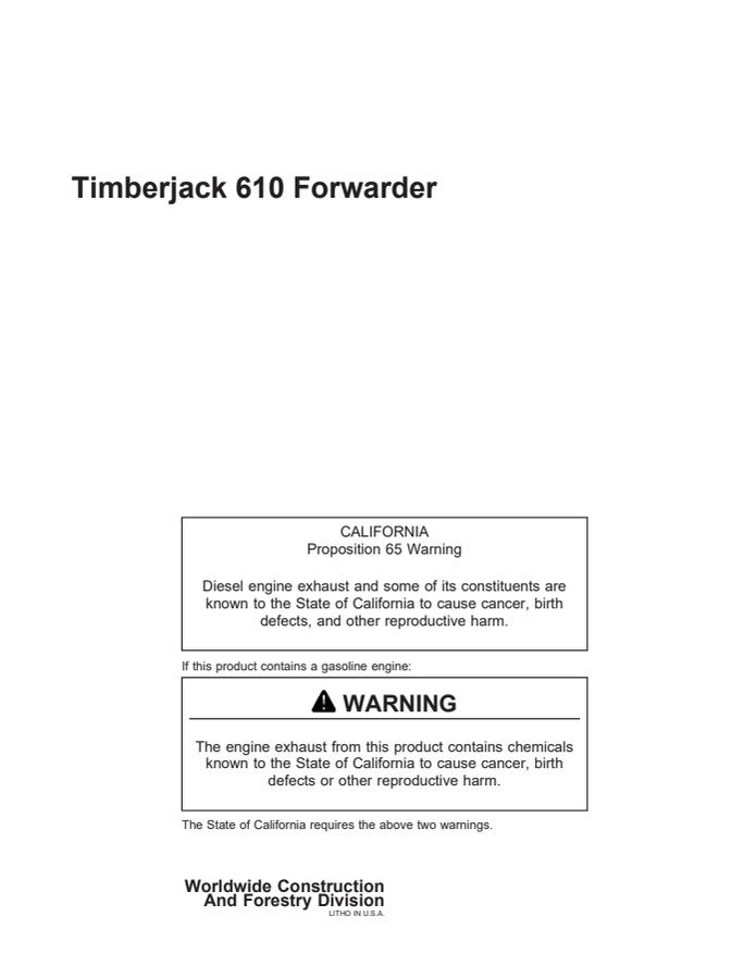 Timberjack 610 Forwarder — actual manual cover