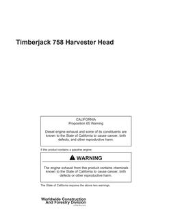 Timberjack 758 Harvester Head Operator and Maintenance Manual — actual manual cover
