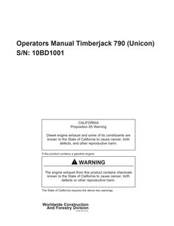 Timberjack 790 (Unicon) Grapple Head — actual manual cover