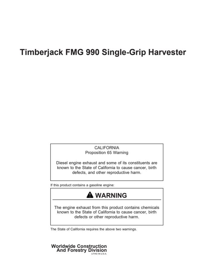 Timberjack FMG 990 Single-Grip Harvester — actual manual cover