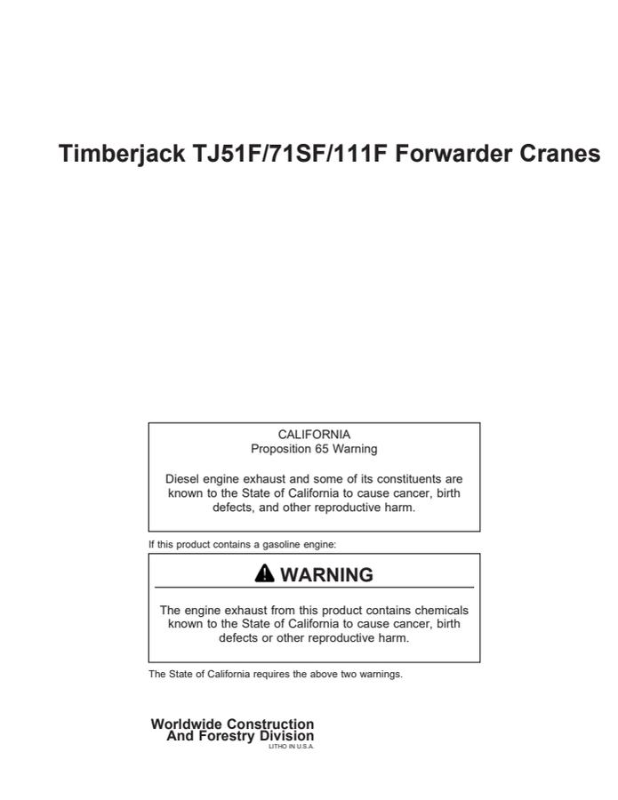 TJ51F, TJ71SF and TJ111F Forwarder Cranes — actual manual cover