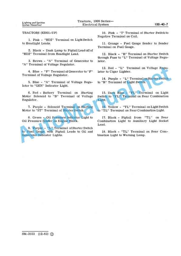 John Deere 1000 Series Tractors Service Manual SM2033 01MAR65-3