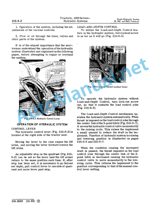 John Deere 1000 Series Tractors Service Manual SM2033 01MAR65-5