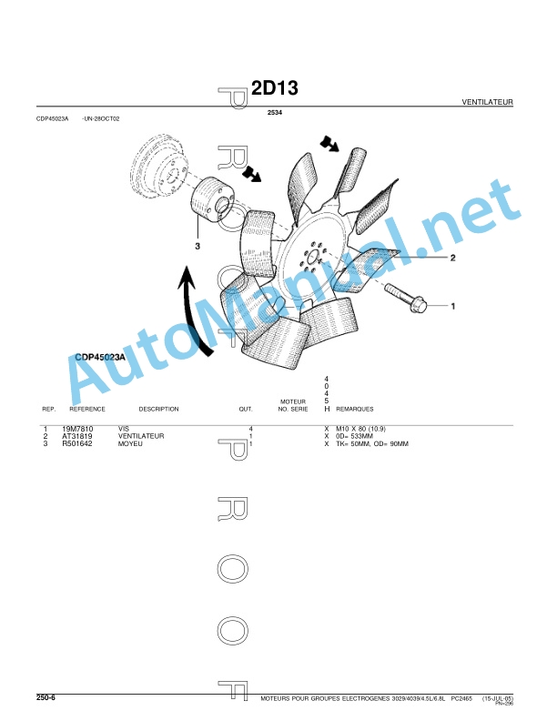 John Deere 3029 and 4039 and 4045 and 6068 Tier 1 Parts Catalog PC 2465 July 2005 French-3