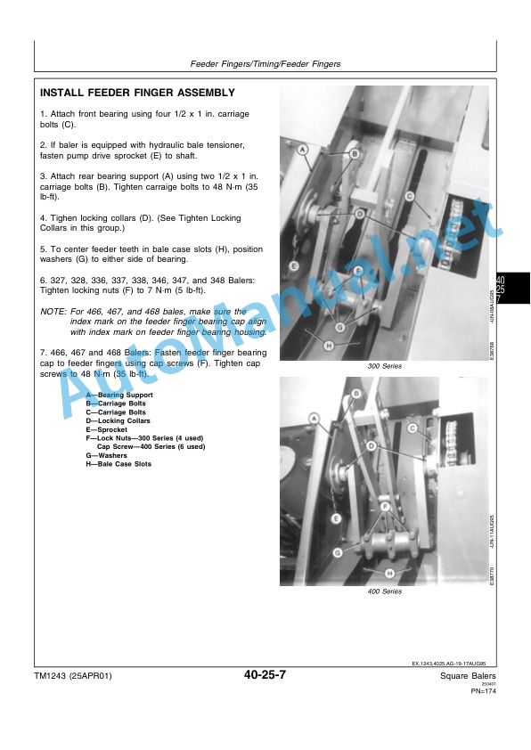 John Deere 327, 328, 336, 337, 338, 346, 347, 348, 466, 467, 468 Square Balers Technical Manual TM1243 25APR01-4