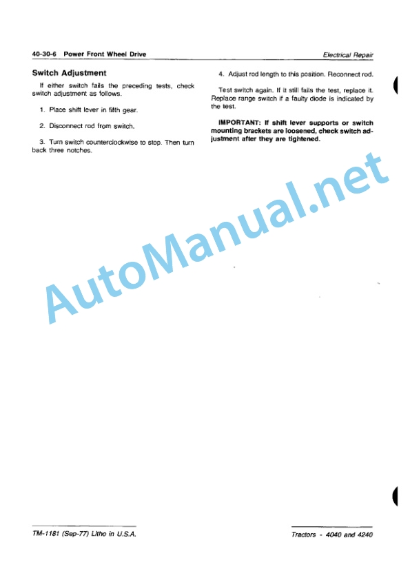 John Deere 4040 and 4240 Tractors Technical Manual TM1181 NOV 88-2