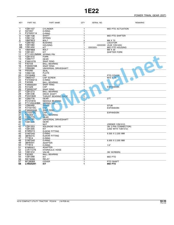 John Deere 4210 Compact Utility Tractor Parts Catalog PC2918 December 2004-3