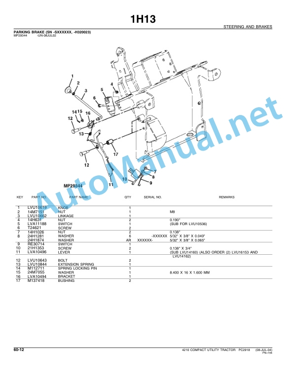 John Deere 4210 Compact Utility Tractor Parts Catalog PC2918 December 2004-4