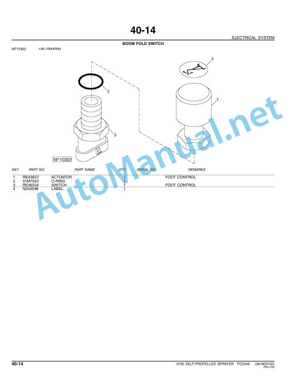 John Deere 4700 SELF-PROPELLED SPRAYER Parts Catalog PC2448 JAN-06-2