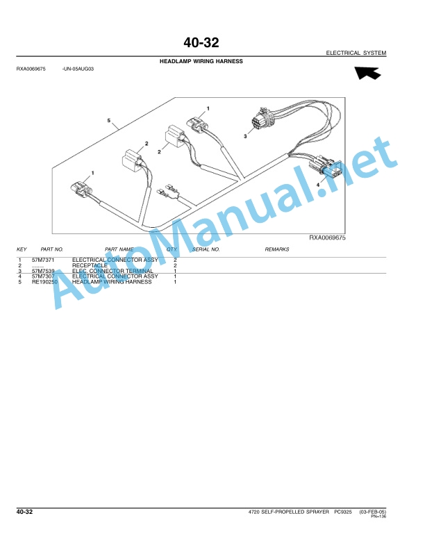 John Deere 4720 SPRAYER Parts Catalog PC9325 MAR-06-2