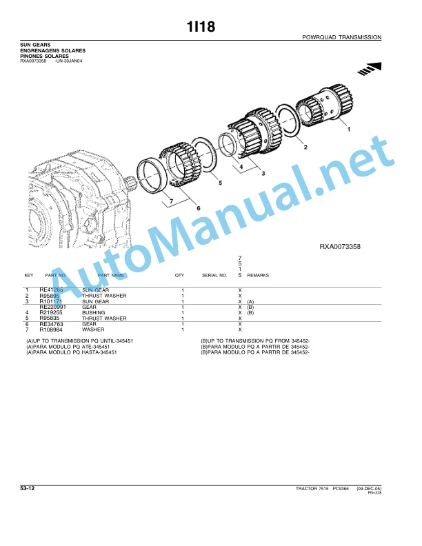 John Deere 7515 Tractor Parts Catalog PC9366 Mar-06-3