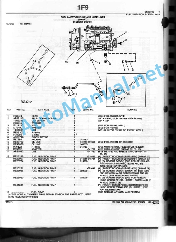 John Deere 790 Excavator TP21169 02-Dec-87-4