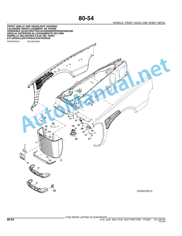 John Deere 8120, 8220, 8320, 8420 and 8520 Tractors Parts Catalog PC2850 Mar-06-5