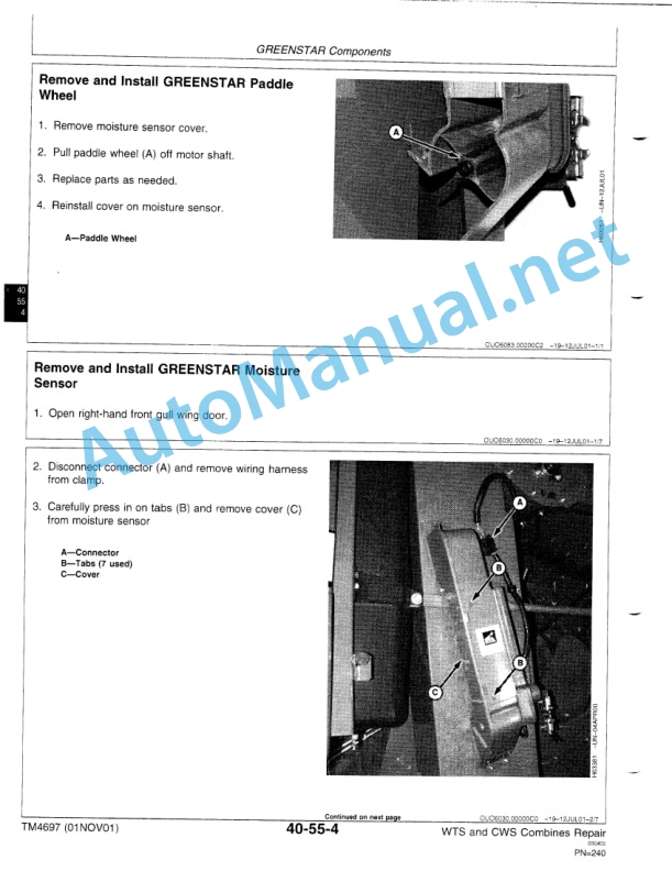 John Deere 9540, 9560, 9580, 9640, 9660, 9680 WTS and CWS Combines Repair Technical Manual TM4697 20011101-2