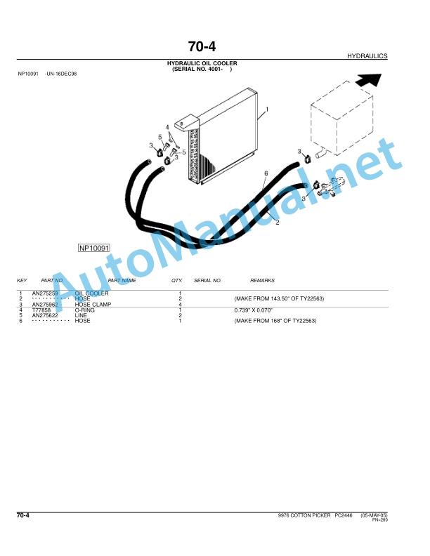 John Deere 9976 Cotton Picker Parts Catalog PC2446 May-05-3