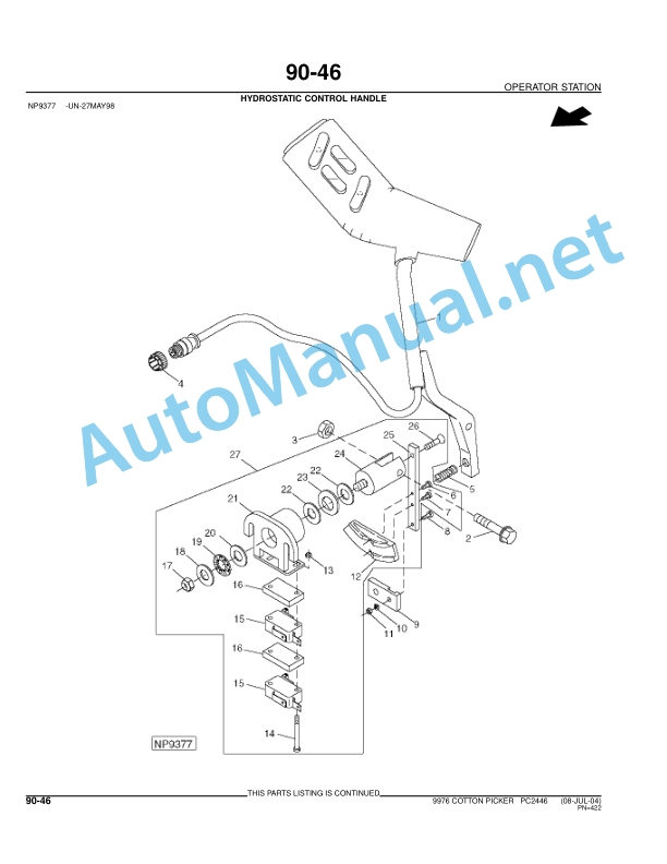 John Deere 9976 Cotton Picker Parts Catalog PC2446 May-05-4