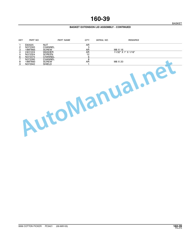 John Deere 9996 Cotton Picker Parts Catalog PC9421 Jun-06-5