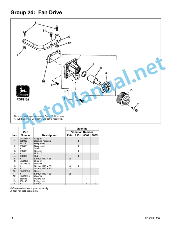 John Deere Engine ModelsTO4039D, 4039TL, CD4039DF, CD4039TF, 4045DF, 4045TF Service Parts TP-5434 403e-2