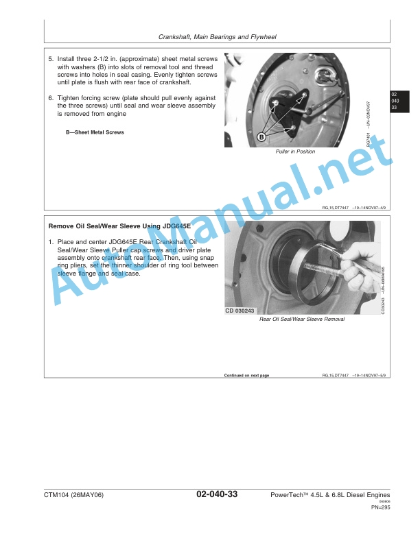 John Deere PowerTech 4.5L and 6.8L Diesel Engines Base Engine Component Technical Manual CTM104 26MAY06-3