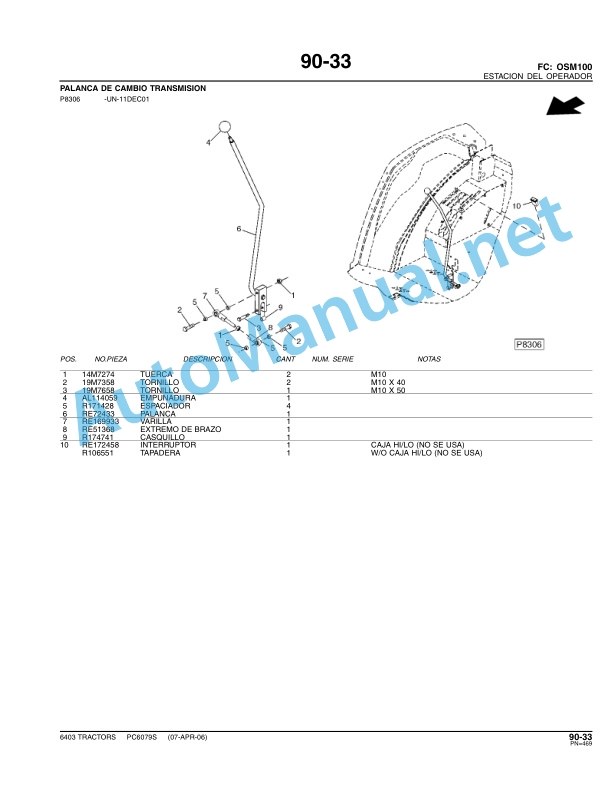 John Deere Tractor 6403 Parts Catalog PC6079S Spanish-5