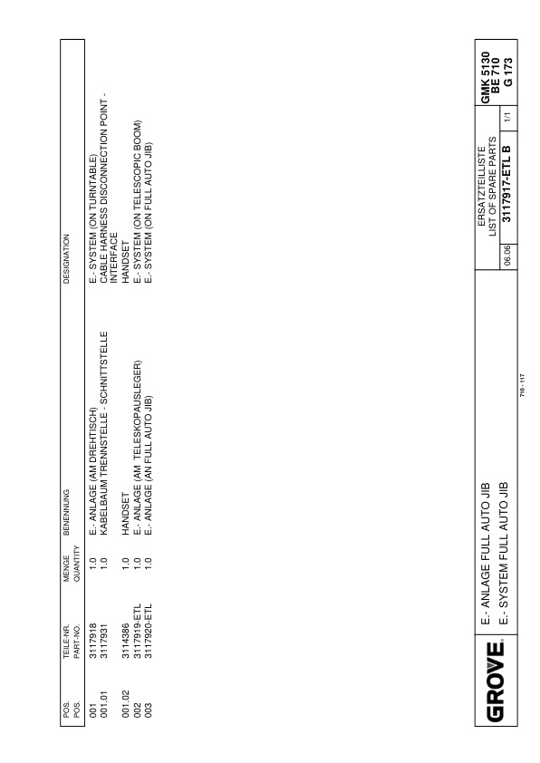 Grove GMK 5130-1 Crane Spare Parts List 2006-11 EN DE-3