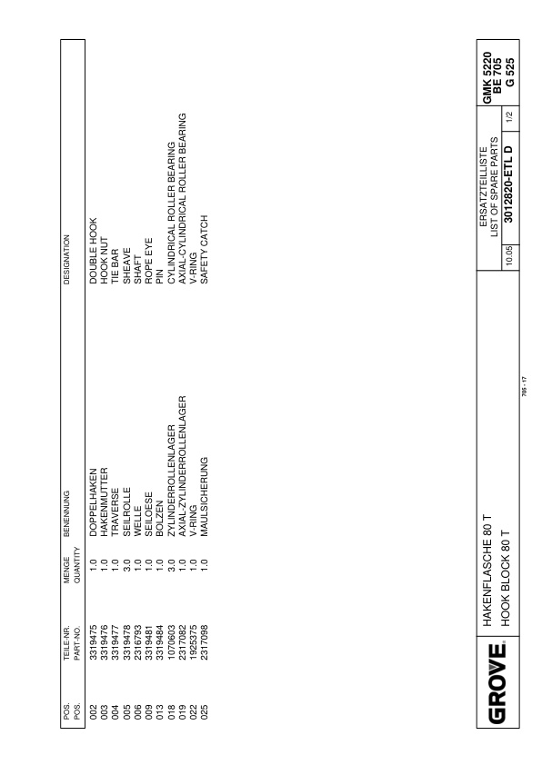 Grove GMK 5220 Crane Spare Parts List 2007-03 EN DE-3