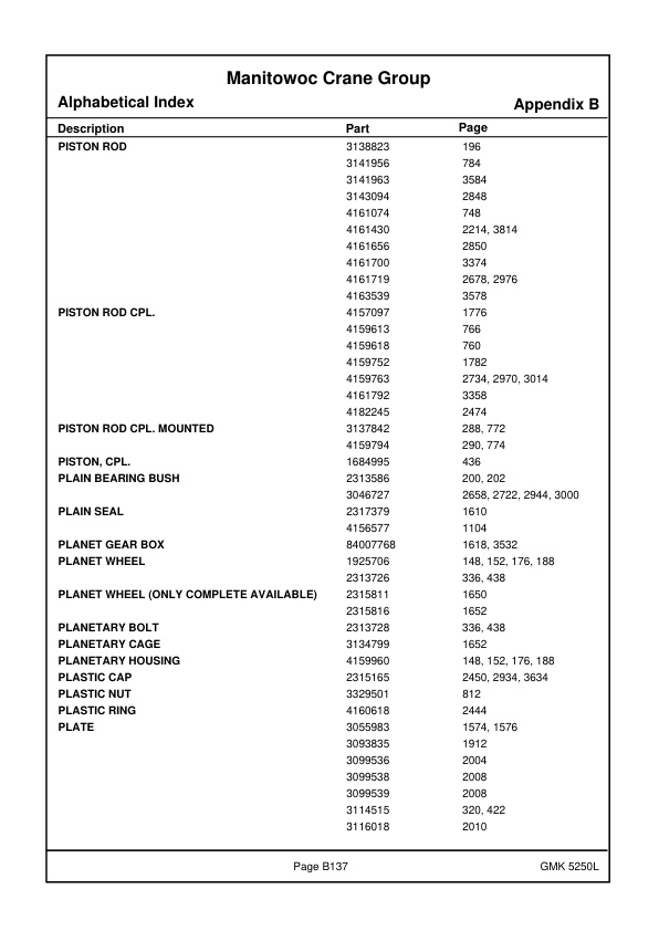 Grove GMK 5250L Crane Spare Parts Catalog 4264460A 2018 EN-2