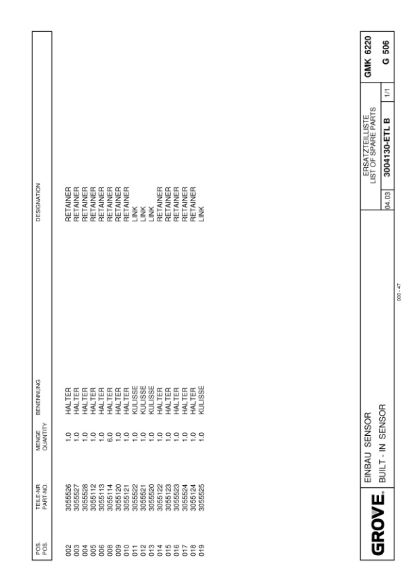 Grove GMK 6220-L Crane Spare Parts List 2003-04 DE EN-3