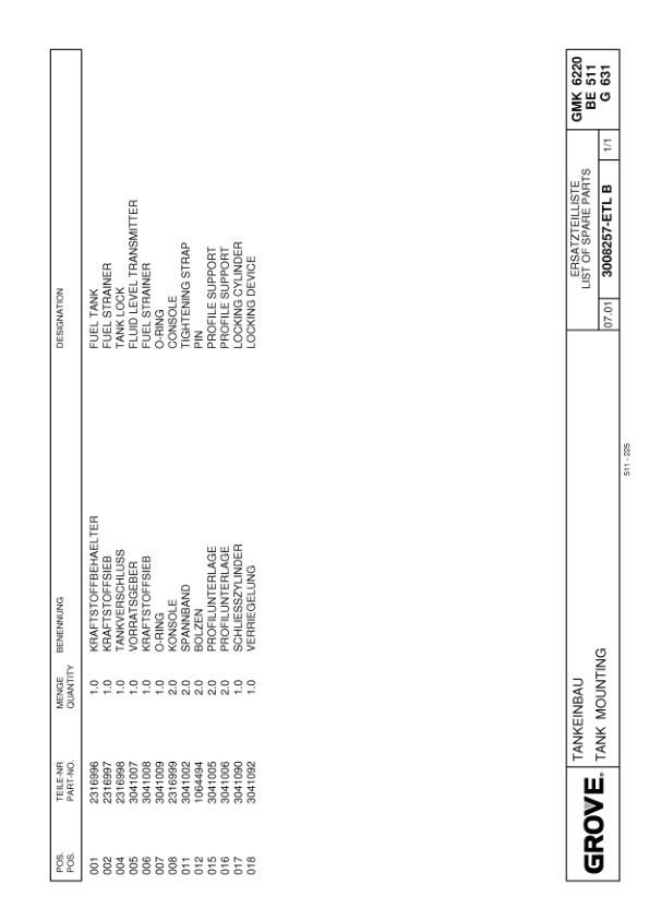 Grove GMK 6220-L Crane Spare Parts List 3065667 2002 EN DE-2