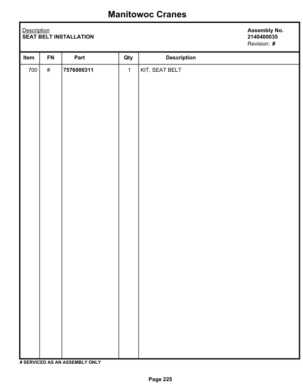 Grove RT418 Crane Parts Manual 68802 2019-2