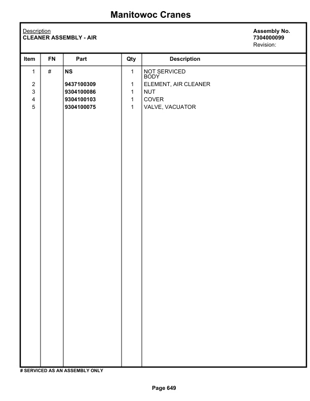 Grove RT518C Crane Parts Manual 69859 2021-3