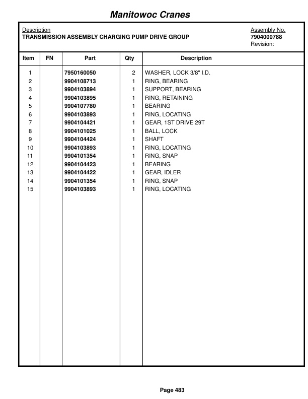 Grove RT522B Crane Parts Manual 220638 2014-3