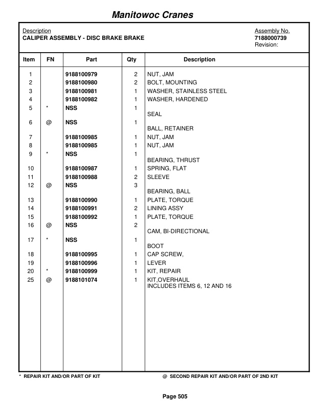 Grove RT522B Crane Parts Manual 87504 2012-3