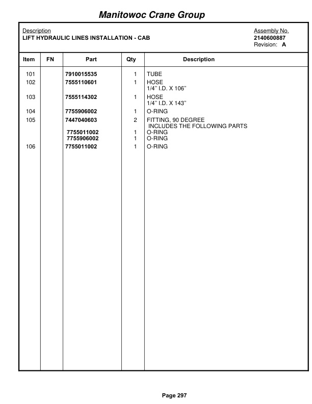 Grove RT522B Crane Parts Manual 87505 2004-2