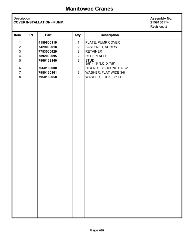 Grove RT525B Crane Parts Manual 67875 2020-3