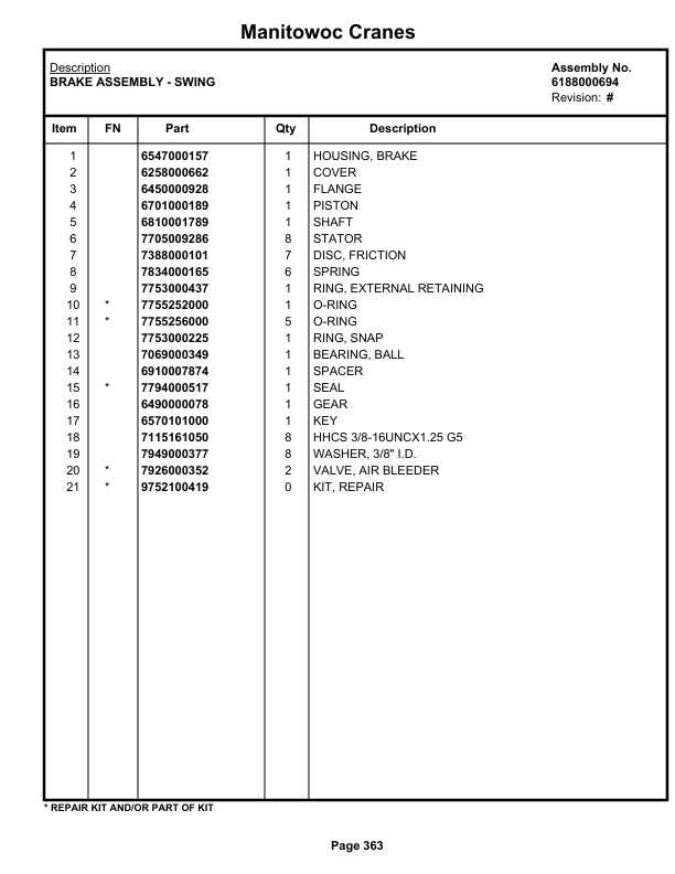 Grove RT528C Crane Parts Manual 72439 2022-2