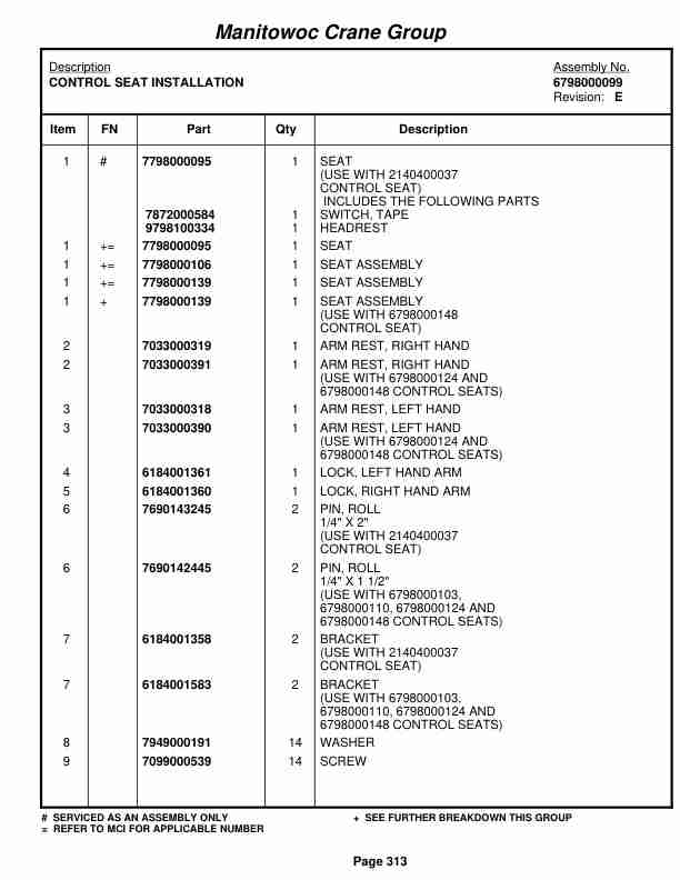 Grove RT528C Crane Parts Manual 74042 2005-2